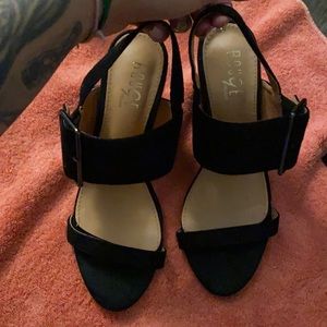 Black suede chunky heel